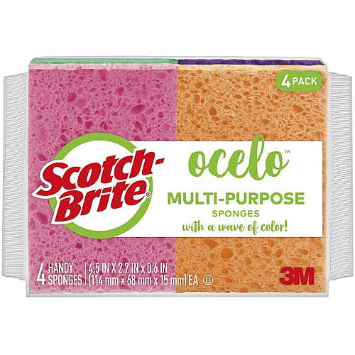 Scotch-Brite StayFresh Sponges 5.8" Height x 4.6" Width x 4.6" Depth - 4/Pack - 10 / Carton - Cellulose - Assorted (7274FDCT)