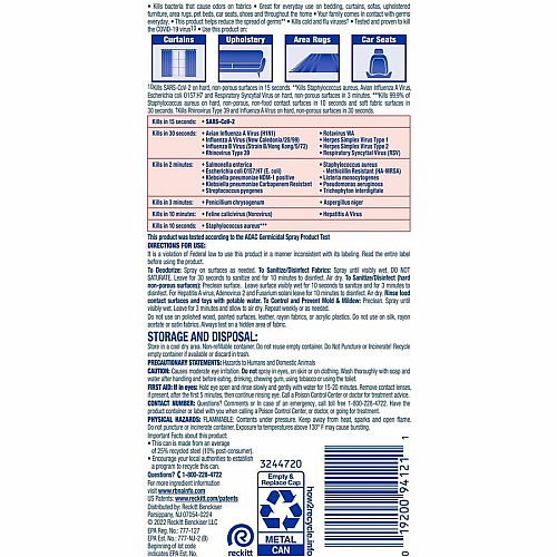 Lysol&reg; Fabric Disinfectant Spray, Lavender Fields, 15 oz., 12 Cans 15 fl oz (0.5 quart) - Lavender Fields Scent - Soft, Deodorize - Clear - 12 / Carton (94121CT)