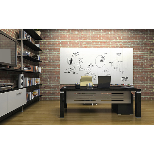 Ghent Aria Low Profile Glass Whiteboard 60" (5 ft) Width x 48" (4 ft) Height - Tempered Glass Surface - White Back - Rectangle - Horizontal/Vertical - Magnetic - Square Corner, Recyclable - 1 Each - TAA Compliant (ARIASM45WH)