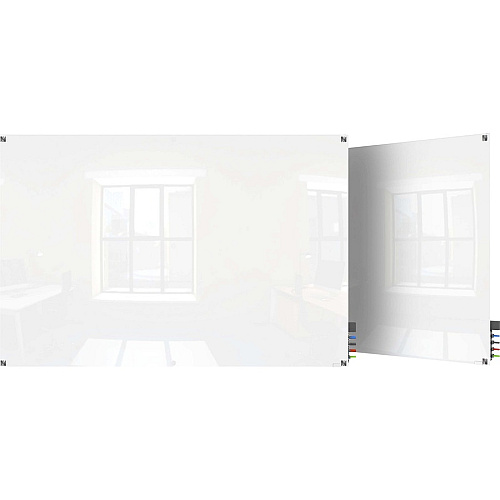 Ghent Harmony Dry Erase Board 48" (4 ft) Width x 36" (3 ft) Height - Tempered Glass Surface - White Back - Rectangle - Horizontal/Vertical - Magnetic - Square Corner, Accessory Holder, Long Lasting, Non-absorbent, Stain Resistant, Ghost Resist (HMYSM34WH)