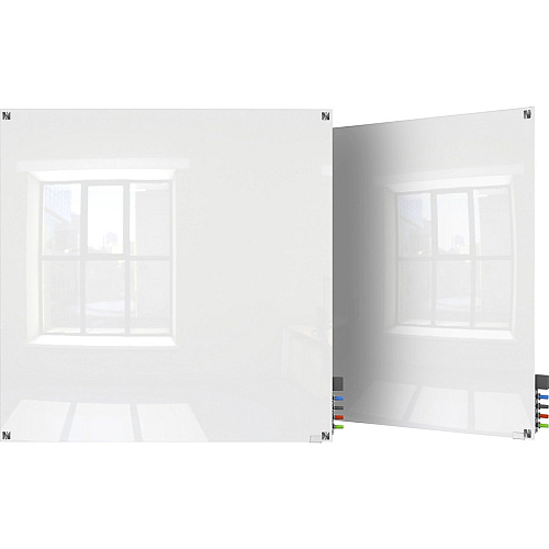 Ghent Harmony Dry Erase Board 48" (4 ft) Width x 48" (4 ft) Height - Tempered Glass Surface - White Back - Square - Horizontal/Vertical - Magnetic - Square Corner, Accessory Holder, Long Lasting, Non-absorbent, Stain Resistant, Ghost Resistant (HMYSM44WH)