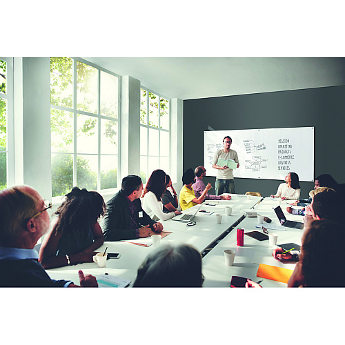 Ghent Harmony Dry Erase Board 60" (5 ft) Width x 48" (4 ft) Height - Tempered Glass Surface - White Back - Rectangle - Horizontal/Vertical - Magnetic - Square Corner, Accessory Holder, Long Lasting, Non-absorbent, Stain Resistant, Ghost Resist (HMYSM45WH)