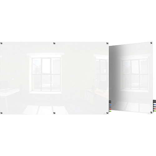 Ghent Harmony Dry Erase Board 60" (5 ft) Width x 48" (4 ft) Height - Tempered Glass Surface - White Back - Rectangle - Horizontal/Vertical - Magnetic - Square Corner, Accessory Holder, Long Lasting, Non-absorbent, Stain Resistant, Ghost Resist (HMYSM45WH)