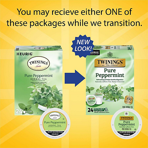 Twinings of London Pure Peppermint Herbal Tea K-Cup Herbal Tea - 0.1 oz - 24 / Box (08760)