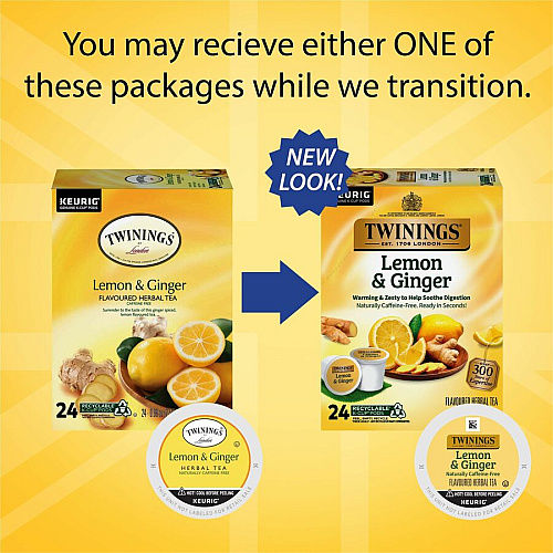 Twinings of London Lemon & Ginger Herbal Tea K-Cup Herbal Tea - 24 Cup - 24 / Box (11019)