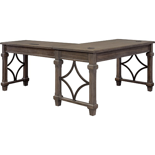 Martin Carson Open L Desk with Open Right Return, Power with AC and USB Finish: Weathered Dove - 1 Each (IMCA386RRR)