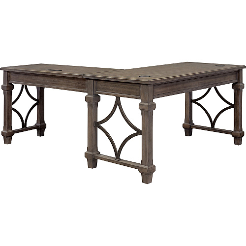 Martin Carson Open L Desk with Open Right Return, Power with AC and USB Finish: Weathered Dove - 1 Each (IMCA386RRR)