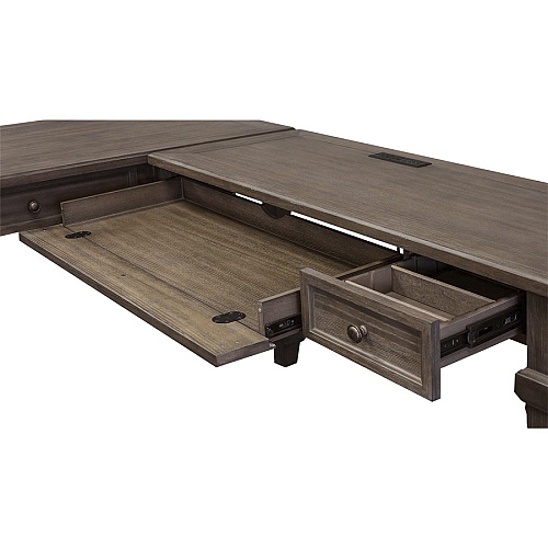 Martin Carson Open L Desk with Open Right Return, Power with AC and USB Finish: Weathered Dove - 1 Each (IMCA386RRR)