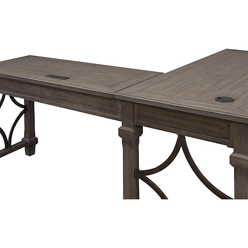 Martin Carson Open L Desk with Open Right Return, Power with AC and USB Finish: Weathered Dove - 1 Each (IMCA386RRR)
