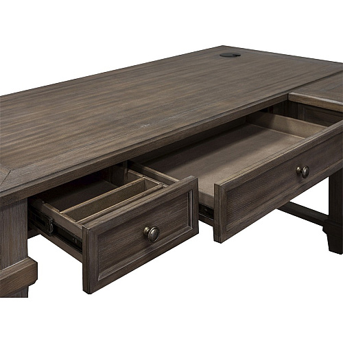 Martin Carson Open L Desk with Open Right Return, Power with AC and USB Finish: Weathered Dove - 1 Each (IMCA386RRR)
