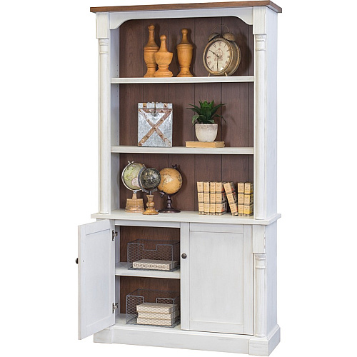 Martin Bookcase with Lower Doors 2 Door(s) - 4 Shelve(s) - 3 Adjustable Shelf(ves) - Finish: Weathered Wire Brushed Chalk - Rustic Knotty Cherry Table Top - 1 Each (IMDU4278D)