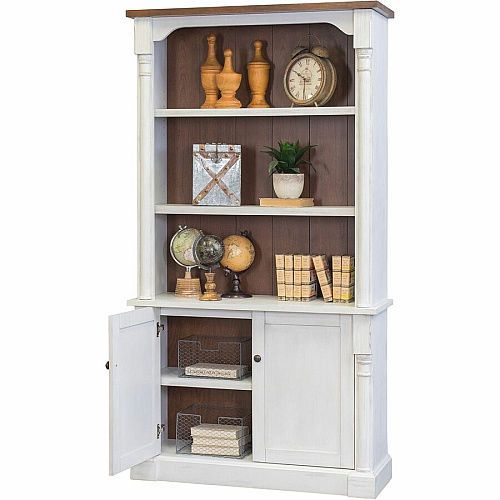 Martin Bookcase with Lower Doors 2 Door(s) - 4 Shelve(s) - 3 Adjustable Shelf(ves) - Finish: Weathered Wire Brushed Chalk - Rustic Knotty Cherry Table Top - 1 Each (IMDU4278D)