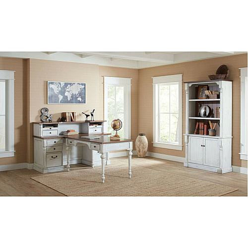 Martin Bookcase with Lower Doors 2 Door(s) - 4 Shelve(s) - 3 Adjustable Shelf(ves) - Finish: Weathered Wire Brushed Chalk - Rustic Knotty Cherry Table Top - 1 Each (IMDU4278D)