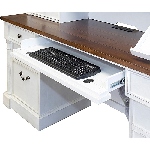 Martin 70" Credenza - 5-Drawer 30" Height x 70" Width x 24" Depth - Total Drawer(s): 5 - Finish: Weathered Wire Brushed Chalk - Rustic Knotty Cherry Table Top - 1 Each (IMDU689)
