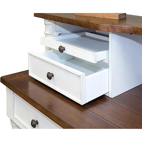 Martin 70" Credenza - 5-Drawer 30" Height x 70" Width x 24" Depth - Total Drawer(s): 5 - Finish: Weathered Wire Brushed Chalk - Rustic Knotty Cherry Table Top - 1 Each (IMDU689)
