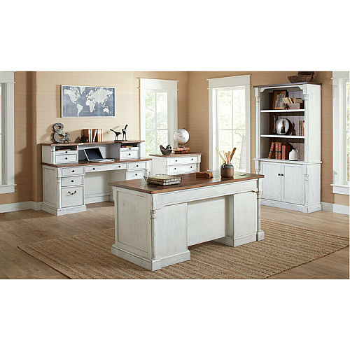 Martin 70" Credenza - 5-Drawer 30" Height x 70" Width x 24" Depth - Total Drawer(s): 5 - Finish: Weathered Wire Brushed Chalk - Rustic Knotty Cherry Table Top - 1 Each (IMDU689)