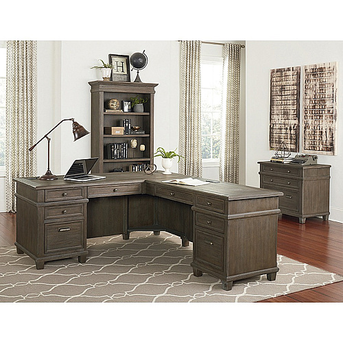 Martin Carson L Desk with Right Return, Pencil, Utility and File Drawers Finish: Weathered Dove - 1 Each (IMCA684RRR)