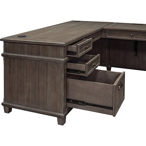 Martin Carson L Desk with Right Return, Pencil, Utility and File Drawers Finish: Weathered Dove - 1 Each (IMCA684RRR)