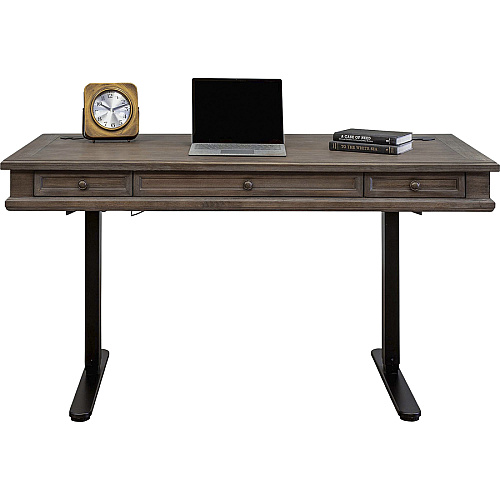 Martin Carson Sit/Stand Desk Top, 3 Utility Drawers, Power Center Sold with 384B Total Drawer(s): 3 - 1 Shelve(s) - Material: Veneer, Solid Lumber - Finish: Weathered Dove - 1 Each (IMCA384T)