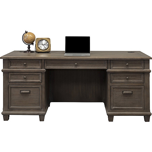 Martin Carson Double Pedestal Desk - 7-Drawer Total Drawer(s): 7 - Double Pedestal - Material: Veneer, Solid Lumber - Finish: Weathered Dove - 1 Each (IMCA680)