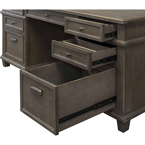 Martin Carson Double Pedestal Desk - 7-Drawer Total Drawer(s): 7 - Double Pedestal - Material: Veneer, Solid Lumber - Finish: Weathered Dove - 1 Each (IMCA680)