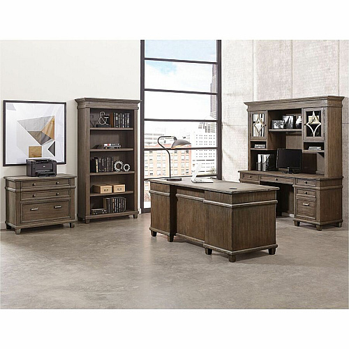 Martin Carson Glass Display Case 2 Door(s) - 3 Shelve(s) - 2 Adjustable Shelf(ves) - Material: Solid Lumber, Veneer - Finish: Weathered Dove - 1 Each (IMCA4270)