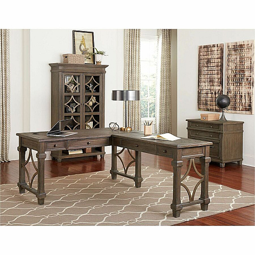 Martin Carson Glass Display Case 2 Door(s) - 3 Shelve(s) - 2 Adjustable Shelf(ves) - Material: Solid Lumber, Veneer - Finish: Weathered Dove - 1 Each (IMCA4270)