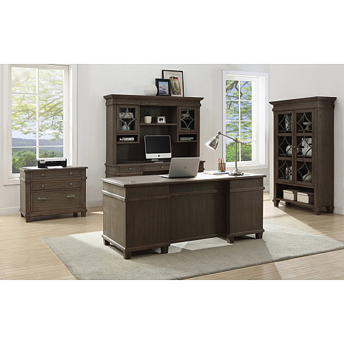 Martin Carson Glass Display Case 2 Door(s) - 3 Shelve(s) - 2 Adjustable Shelf(ves) - Material: Solid Lumber, Veneer - Finish: Weathered Dove - 1 Each (IMCA4270)