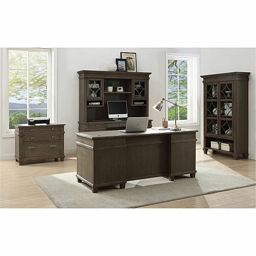 Martin Carson Credenza - 6-Drawer Total Drawer(s): 6 - Material: Solid Lumber, Veneer - Finish: Weathered Dove - 1 Each (IMCA689)