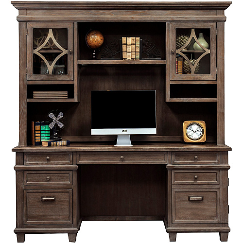 Martin Carson Hutch 2 Door(s) - 3 Shelve(s) - 2 Adjustable Shelf(ves) - Material: Solid Lumber, Veneer - Finish: Weathered Dove - 1 Each (IMCA682)