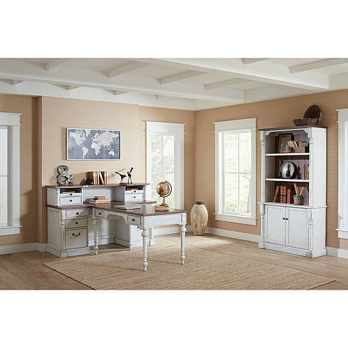 Martin 60" Writing/Partners Desk - 2-Drawer 30" Height x 60" Width x 30" Depth - Total Drawer(s): 2 - Finish: Weathered Wire Brushed Chalk - Rustic Knotty Cherry Table Top - 1 Each (IMDU386)