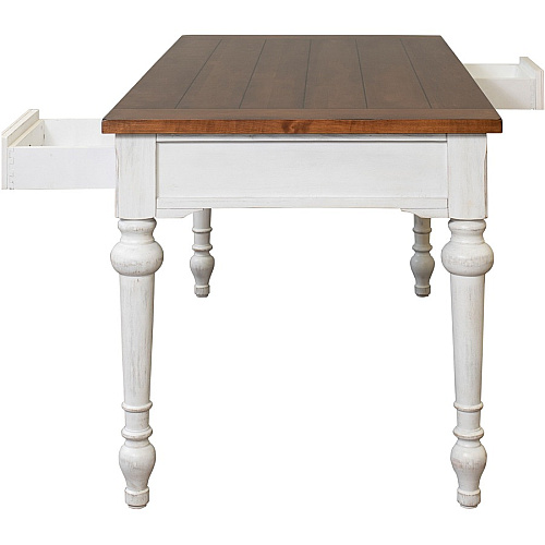 Martin 60" Writing/Partners Desk - 2-Drawer 30" Height x 60" Width x 30" Depth - Total Drawer(s): 2 - Finish: Weathered Wire Brushed Chalk - Rustic Knotty Cherry Table Top - 1 Each (IMDU386)