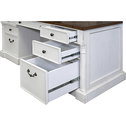 Martin Double Pedestal Executive Desk 7-Drawer 30" Height x 66" Width x 30" Depth - Total Drawer(s): 7 - Double Pedestal - Finish: Weathered Wire Brushed Chalk - Rustic Knotty Cherry Table Top - 1 Each (IMDU680)