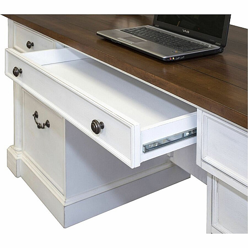 Martin Double Pedestal Executive Desk 7-Drawer 30" Height x 66" Width x 30" Depth - Total Drawer(s): 7 - Double Pedestal - Finish: Weathered Wire Brushed Chalk - Rustic Knotty Cherry Table Top - 1 Each (IMDU680)