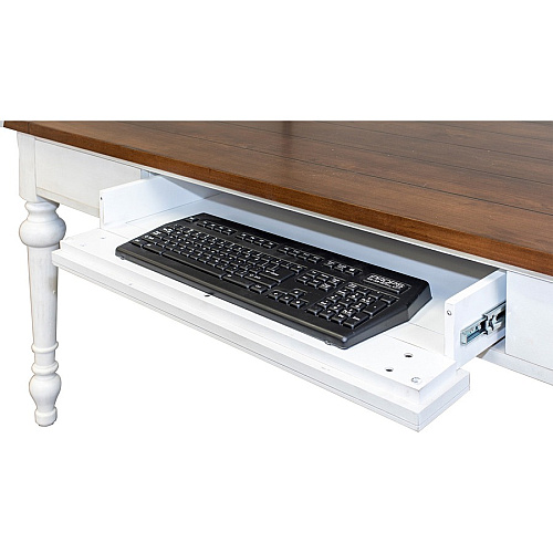 Martin Writing Desk, Drop Front Pencil Drawer, 2 Grommets Total Drawer(s): 1 - Finish: Weathered Wire Brushed Chalk - Rustic Knotty Cherry Table Top - 1 Each (IMDU686)