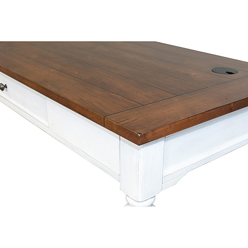 Martin Writing Desk, Drop Front Pencil Drawer, 2 Grommets Total Drawer(s): 1 - Finish: Weathered Wire Brushed Chalk - Rustic Knotty Cherry Table Top - 1 Each (IMDU686)