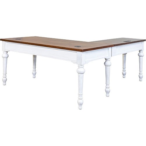 Martin Writing Desk, Drop Front Pencil Drawer, 2 Grommets Total Drawer(s): 1 - Finish: Weathered Wire Brushed Chalk - Rustic Knotty Cherry Table Top - 1 Each (IMDU686)