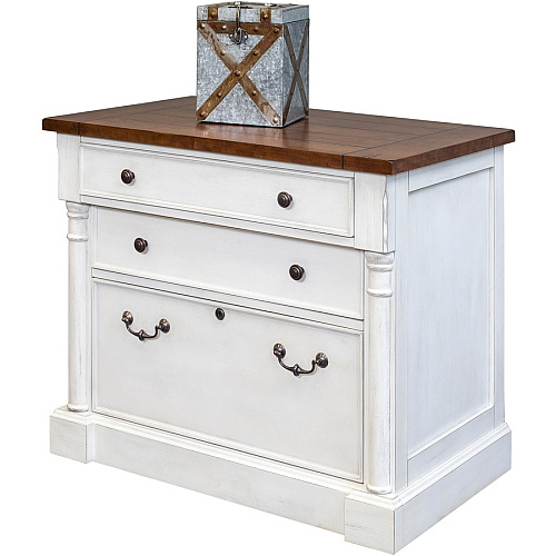 Martin Lateral File - 3-Drawer Total Drawer(s): 3 - Finish: Weathered Wire Brushed Chalk - Rustic Knotty Cherry Table Top - 1 Each (IMDU455)