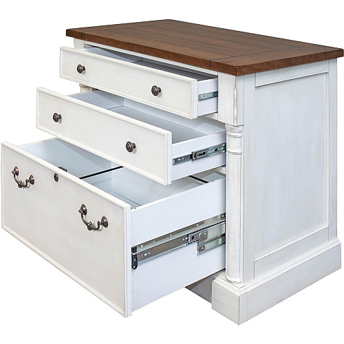 Martin Lateral File - 3-Drawer Total Drawer(s): 3 - Finish: Weathered Wire Brushed Chalk - Rustic Knotty Cherry Table Top - 1 Each (IMDU455)