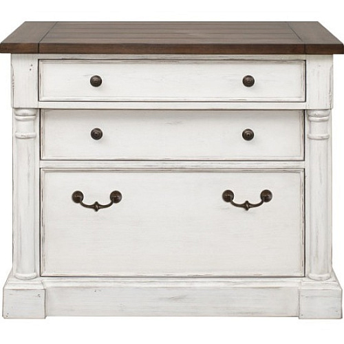 Martin Lateral File - 3-Drawer Total Drawer(s): 3 - Finish: Weathered Wire Brushed Chalk - Rustic Knotty Cherry Table Top - 1 Each (IMDU455)
