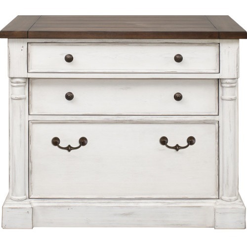Martin Lateral File - 3-Drawer Total Drawer(s): 3 - Finish: Weathered Wire Brushed Chalk - Rustic Knotty Cherry Table Top - 1 Each (IMDU455)