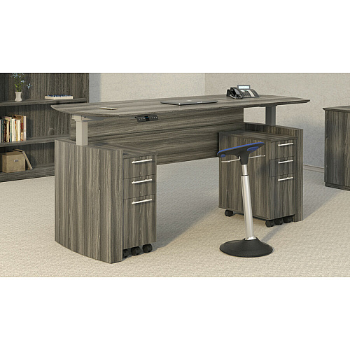 Safco Medina Height-Adjustable 72" Straight Height Adjustable Desk 49.2" Height x 72" Width x 36" Depth, 1" Thickness Work Surface - Beveled Edge - Material: Laminate - Finish: Mocha - 1 Each (MNDSHA72LDC)
