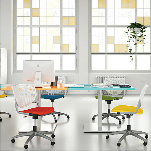 KFI Kool Task Chair With Perforated Back Brownstone Seat Color - Polypropylene Seat Material - White Back Color - Polypropylene, Aluminum Alloy Back Material - Powder Coated Silver Frame Color - Tubular Steel Frame Material - 5-star Base - 1 (TK2300B8S18)