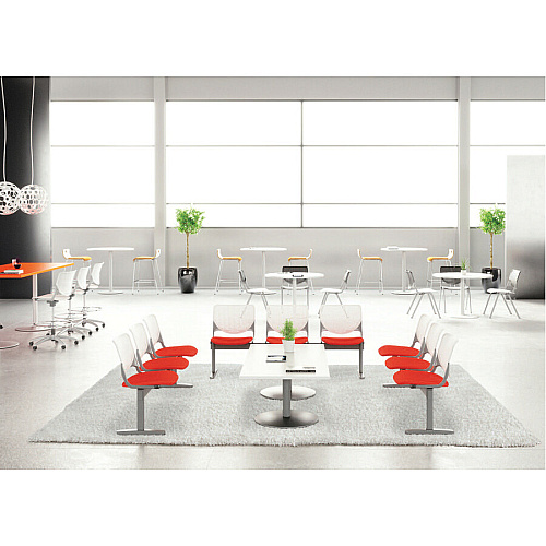 KFI Kool 3 Seat Beam Chair White Seat Color - Polypropylene Seat Material - Sky Blue Back Color - Polypropylene, Aluminum Alloy Back Material - Powder Coated Silver Frame Color - Tubular Steel Frame Material - 1 Each (2300BEAM3358)