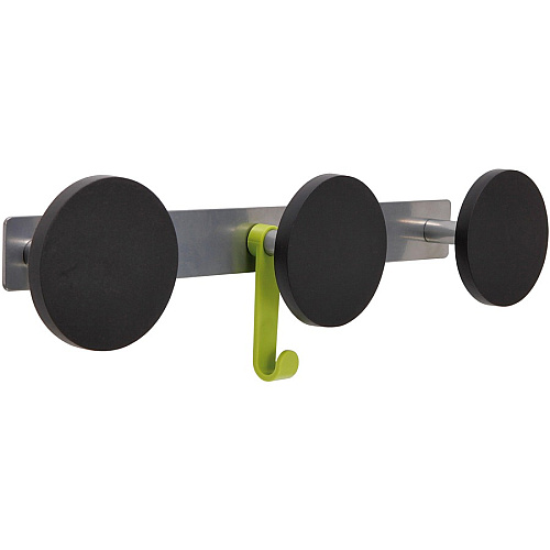 Alba Triple Metal Wall Coat Peg 3 Hooks - 66.14 lb (30 kg) Capacity - 1.4" Height x 4.3" Width - for Coat, Clothes - Metal - Silver, Black, Metallic Gray - Powder Coated - 1 Each (PMS3)
