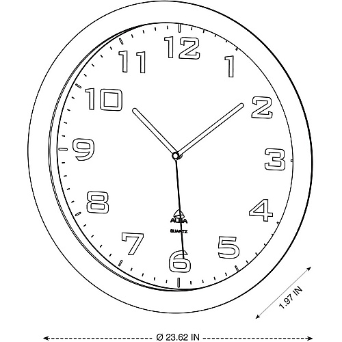 Alba Wall Clock Analog - Quartz - White Main Dial - Gray Case - Plastic - 1 Each (HORGIANT)