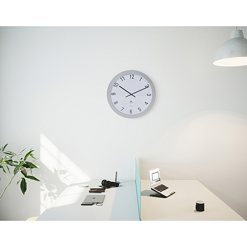 Alba Wall Clock Analog - Quartz - White Main Dial - Gray Case - Plastic - 1 Each (HORGIANT)