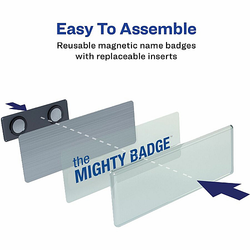 The Mighty Badge by Avery The Mighty Badge&reg; by Avery&reg; The Mighty Badge Printable Insert Sheets, 100 Clear Inserts, Inkjet 1" x 3" - Printable, Non-adhesive, Reusable, Easy Peel - Clear - 100 / Pack (71209)