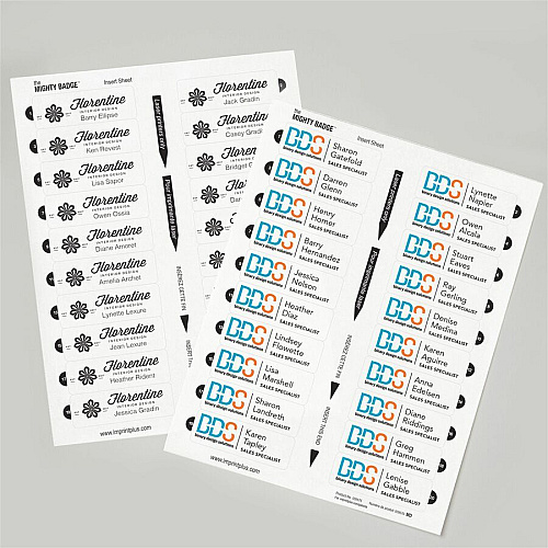 The Mighty Badge by Avery The Mighty Badge&reg; by Avery&reg; The Mighty Badge Printable Insert Sheets, 100 Clear Inserts, Inkjet 1" x 3" - Printable, Non-adhesive, Reusable, Easy Peel - Clear - 100 / Pack (71209)