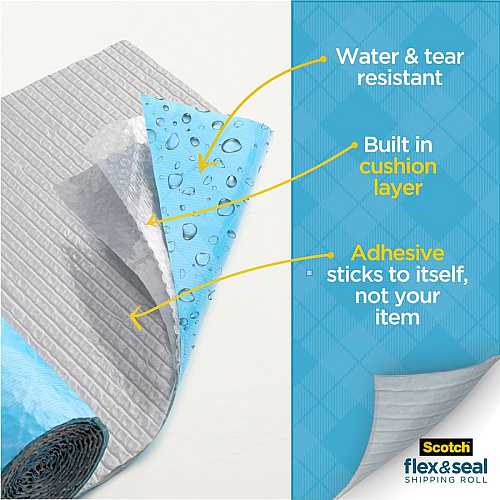 Scotch Flex & Seal Shipping Roll 15" Width x 20 ft Length - Durable, Water Resistant, Tear Resistant, Cushioned, Recyclable - Blue - 1Each (FS1520)